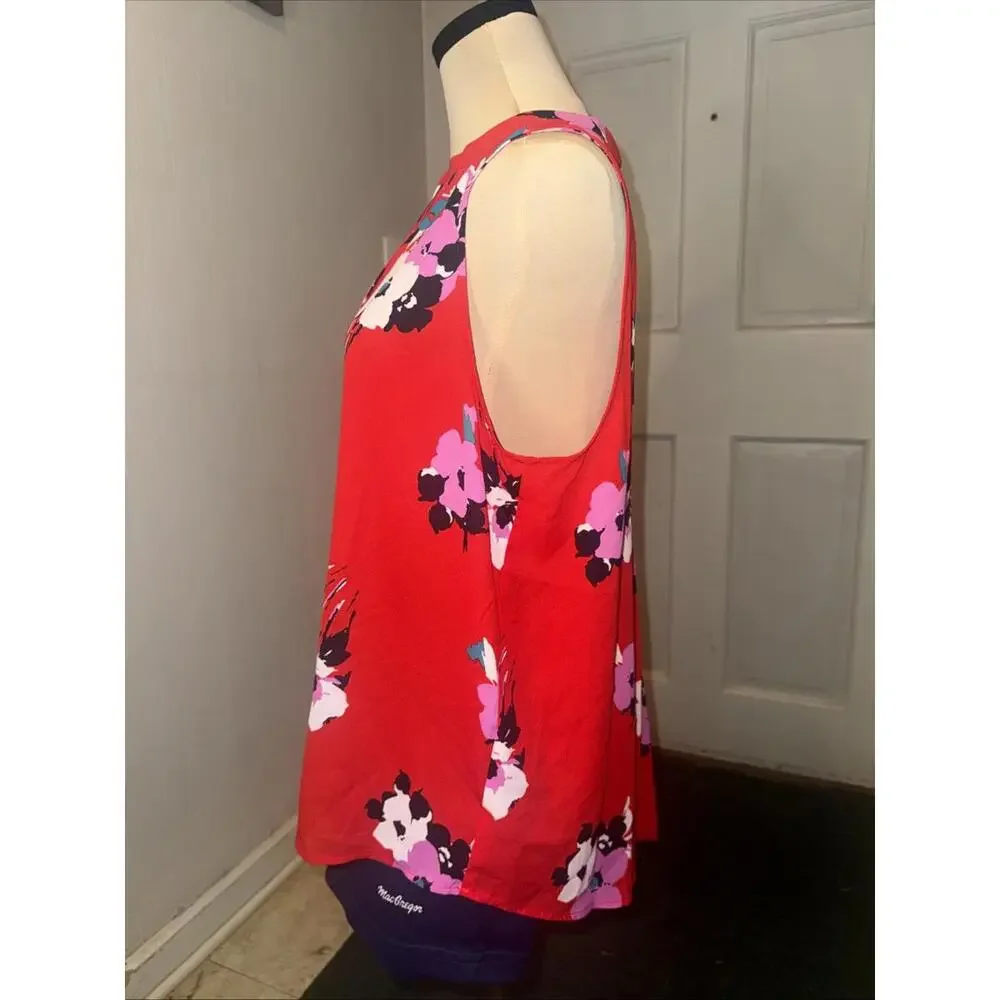 41 Hawthorn Lexie Floral Sleeveless Blouse, Women's Size L - Red Multi